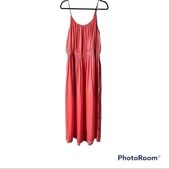 Frye x Anthropologie Blouson Slip Maxi Dress Orange Rust NWT Large - Picture 3 of 10